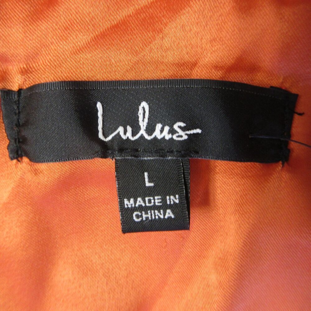 LULUS Sweetest Song Orange Floral Print Romper Sz Large Backless Long Sleeve NWT - Picture 9 of 13